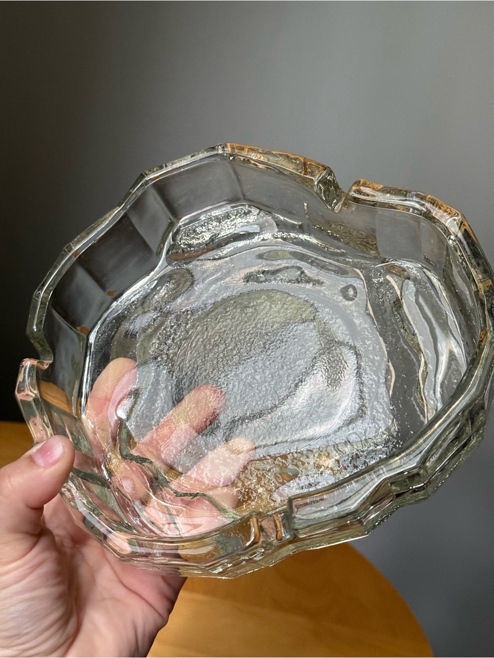 Large Asymmetrical Glass Melting Iceberg Ashtray Scandi MCM Vintage Decor
